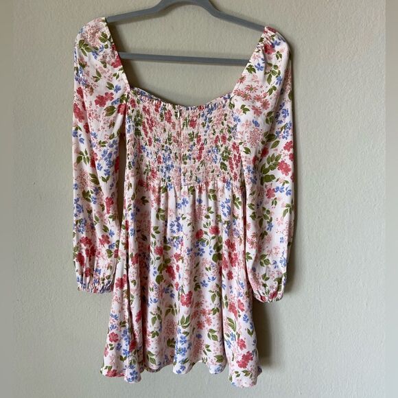 Reformation Mini Esmee Pink Dress Floral Long Sleeve Size 0 - Picture 10 of 11